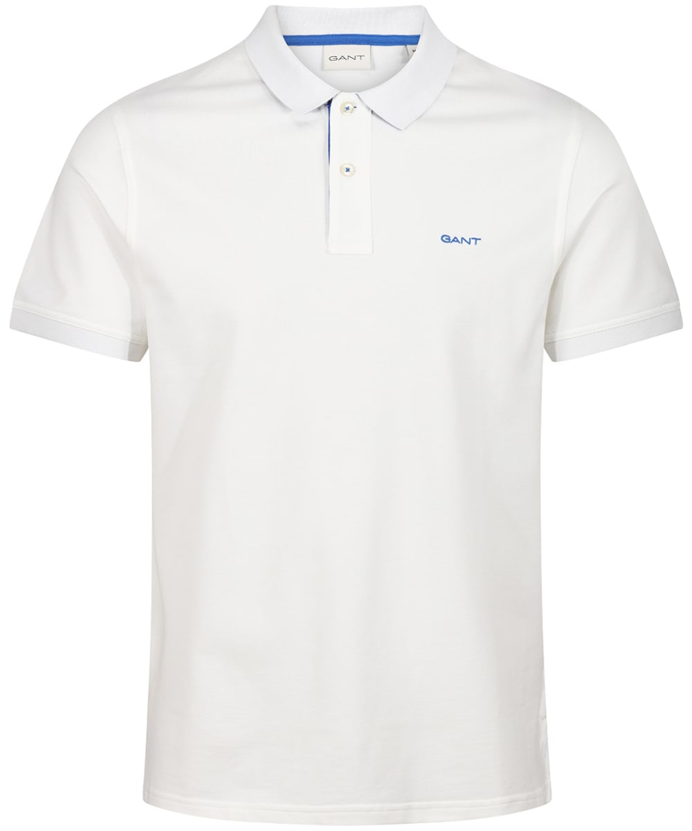View Mens Gant Regular Contrast Pique Short Sleeve Rugger Polo Shirt Eggshell UK M information