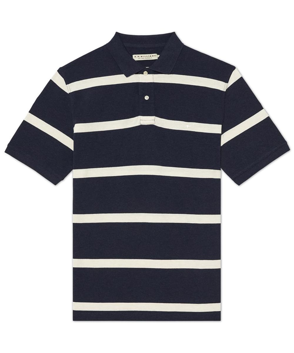 View Mens RM Williams Rod Jacquard Pique Polo Shirt Navy Cream UK M information