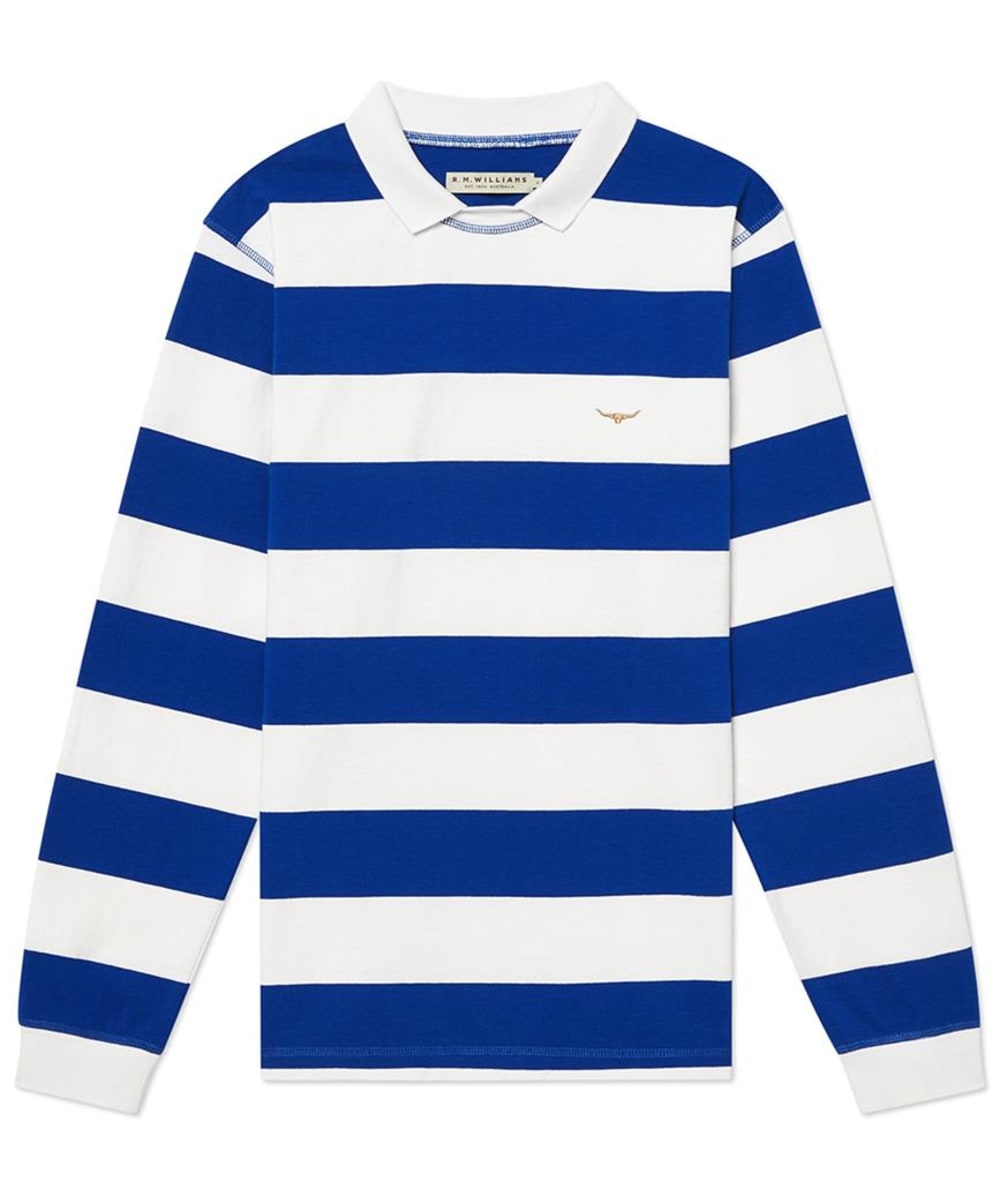 View Mens RM Williams Camden Rugby Shirt Blue White UK S information