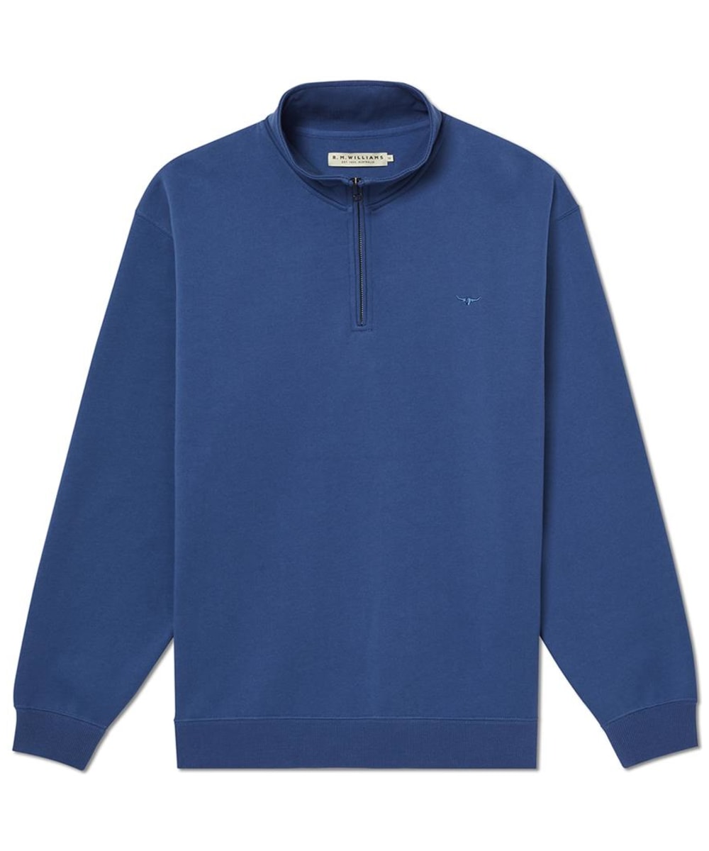View RM Williams Mulyungarie Quarter Zip Fleece Sweater Blue UK S information