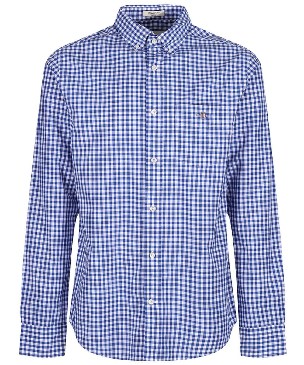 View Mens Gant Regular Fit Long Sleeve Poplin Gingham Shirt College Blue UK XXL information