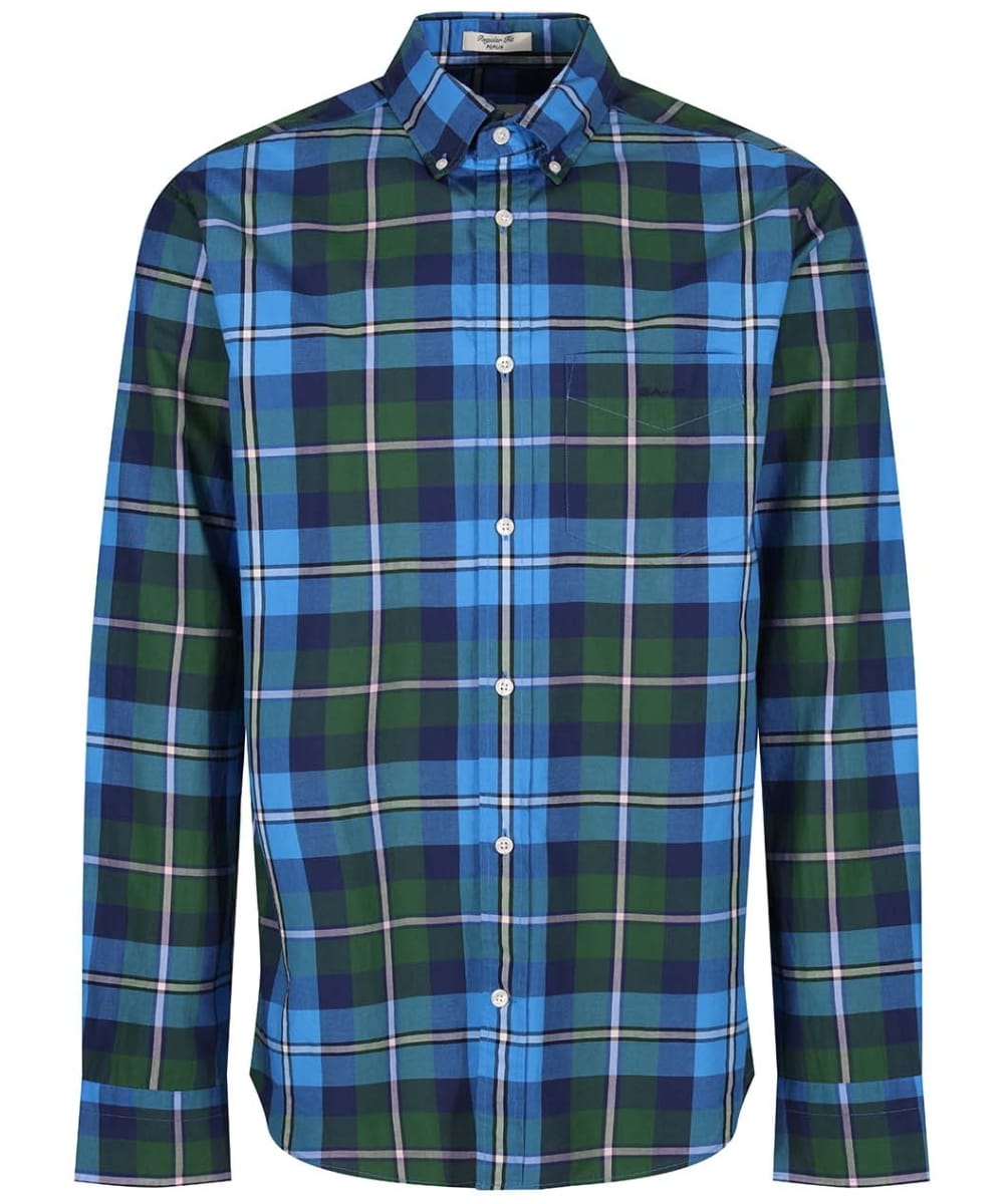 View Mens Gant Long Sleeve Poplin Large Check Shirt Forest Green UK XL information