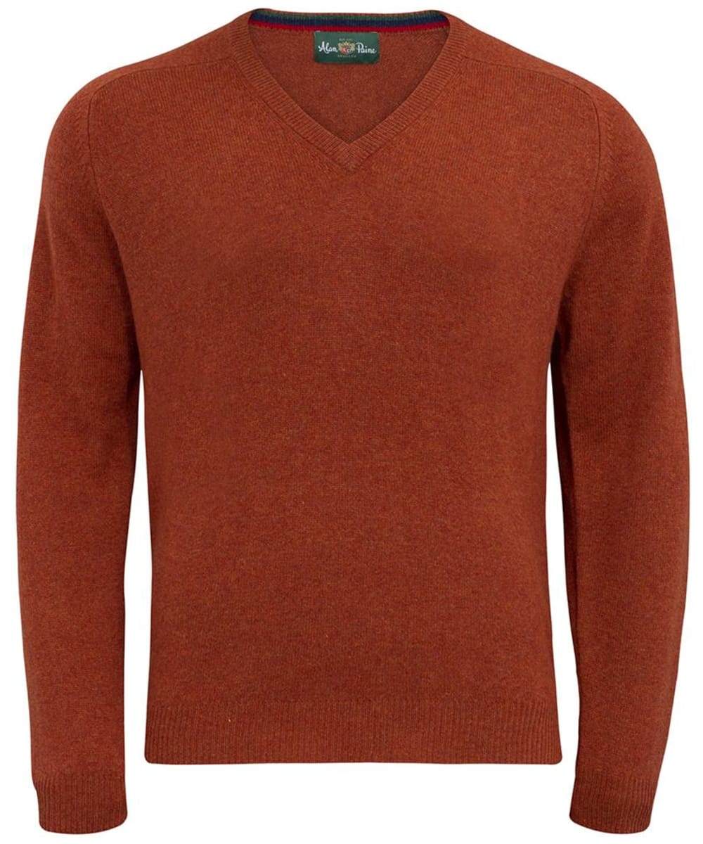 View Mens Alan Paine Streetly VNeck Lambswool Pullover Tiger UK L information