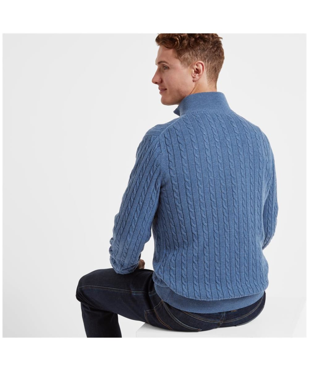 Men's Schoffel Cotton Cashmere Cable 1/4 Zip Sweater