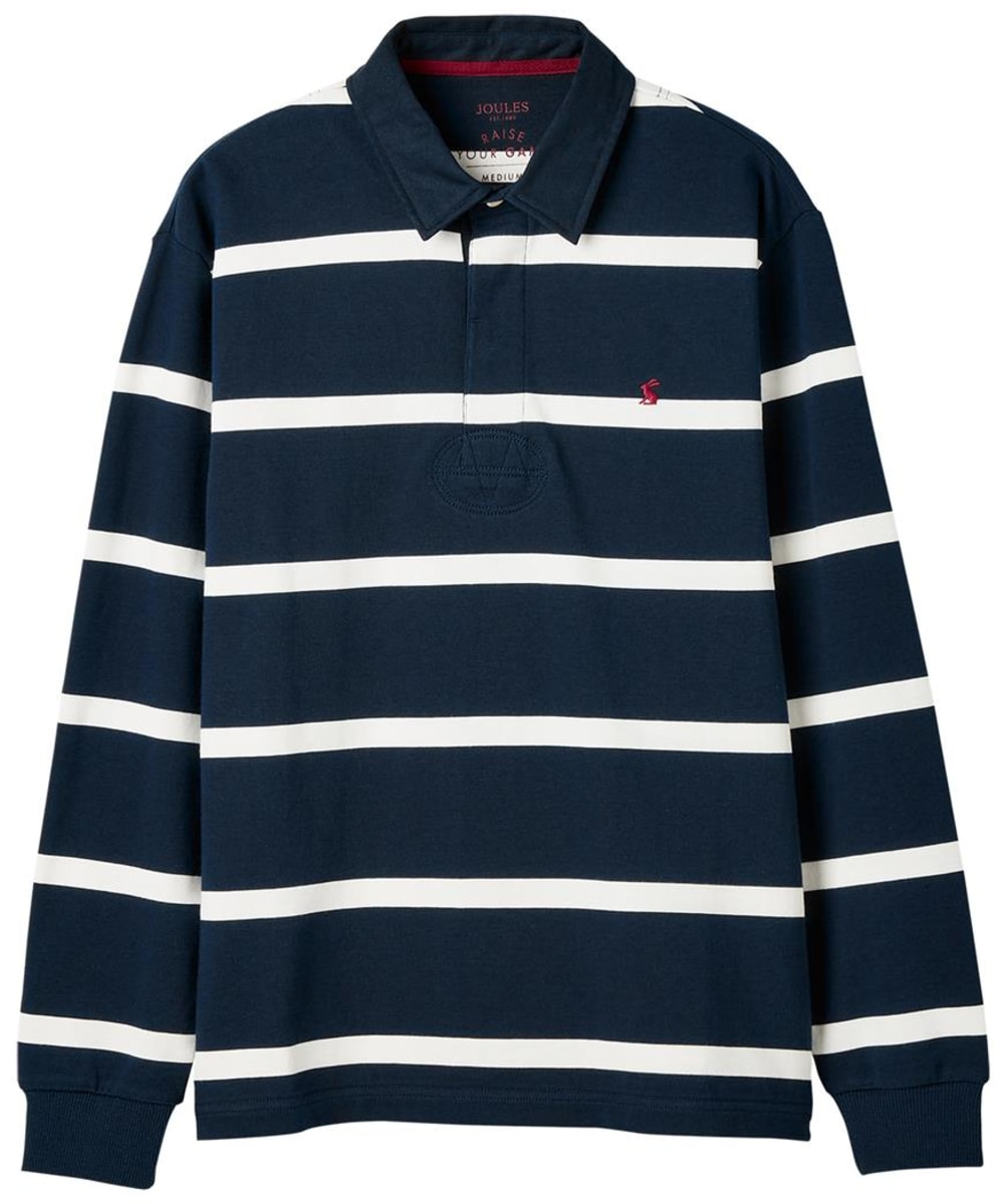View Mens Joules Onside Cotton Rugby Shirt Navy Cream Stripe UK M information