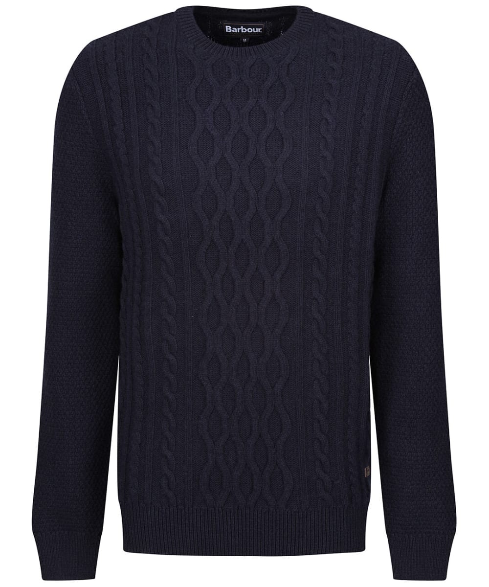 View Mens Barbour Essential Chunky Cable Crew Knit Navy UK M information