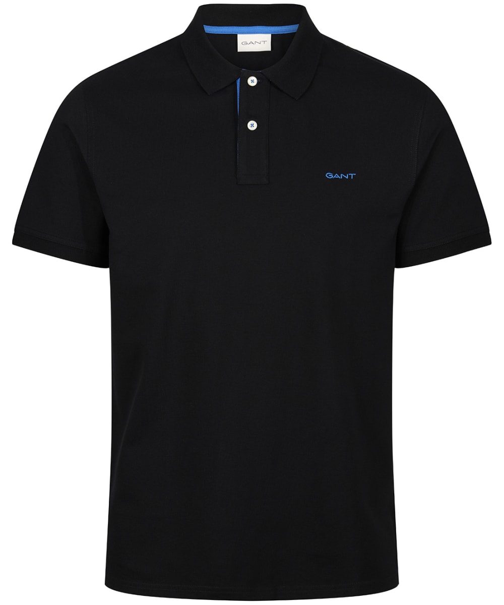 View Mens Gant Regular Contrast Pique Short Sleeve Rugger Polo Shirt Black UK XL information