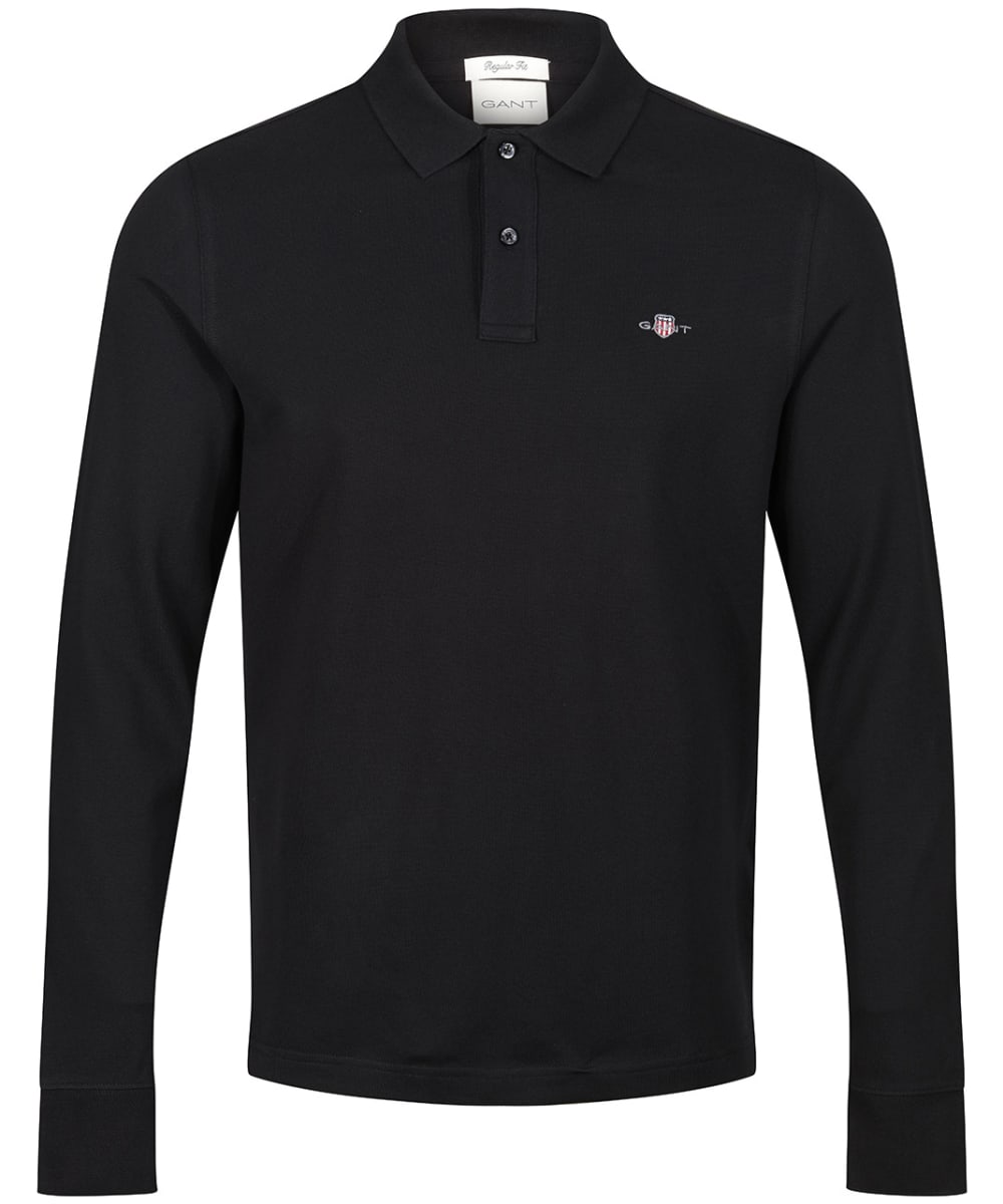 View Mens Gant Shield Long Sleeve Pique Rugger Polo Shirt Black UK M information