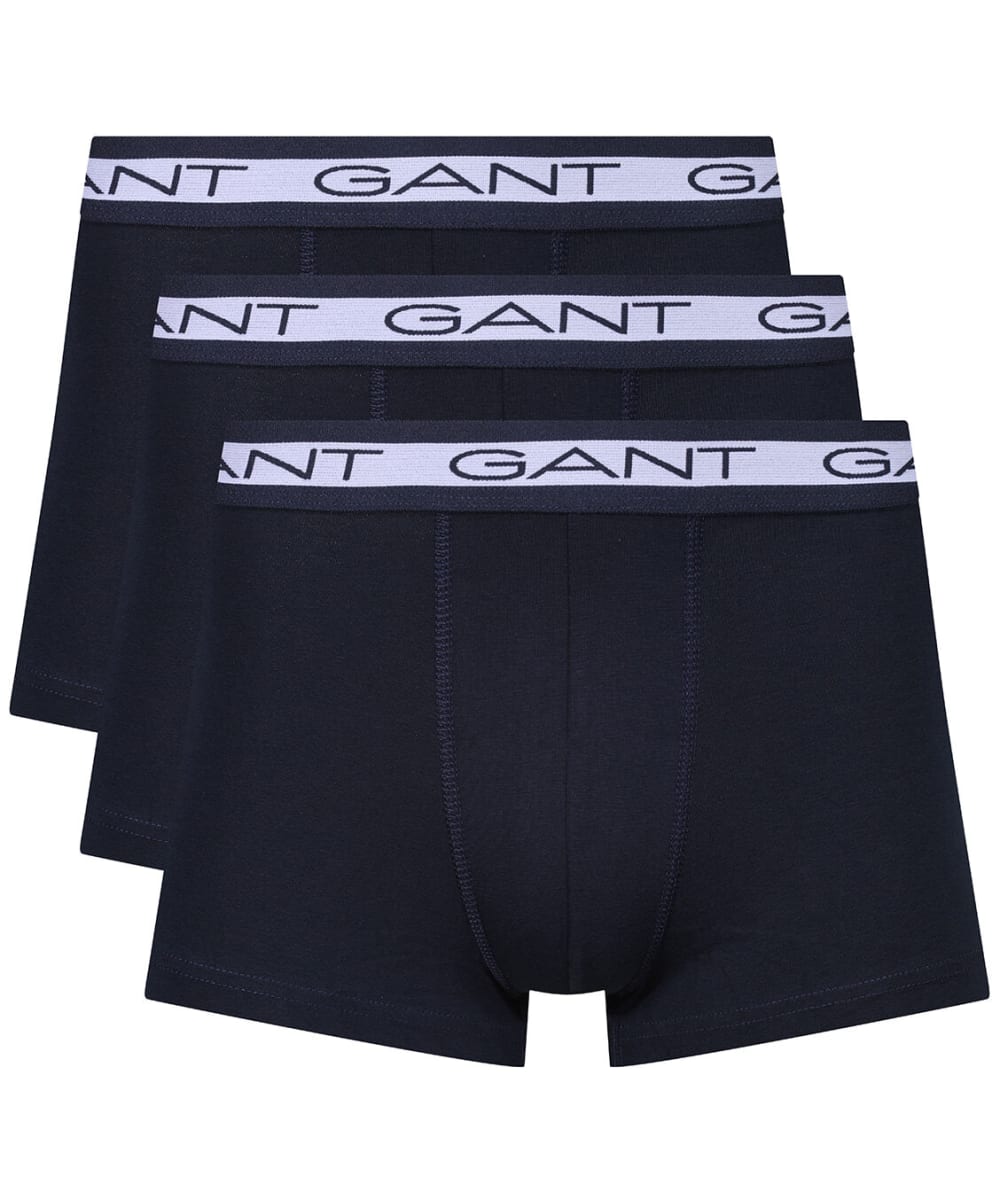 View Mens Gant Basic Cotton Blend Trunk 3 Pack Marine UK L information
