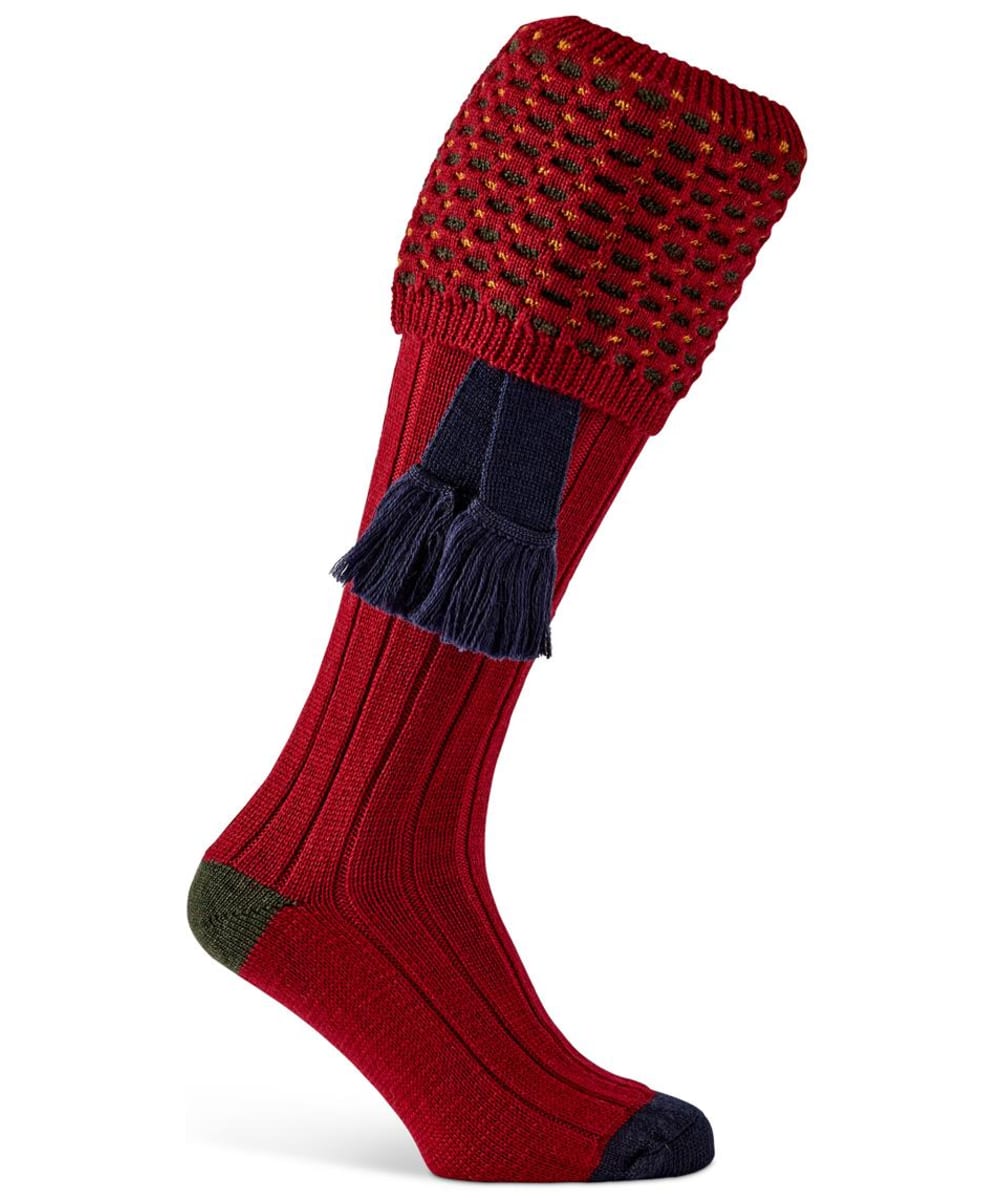 View Pennine Ambassador Merino Rich Shooting Sock Set Deep Red XL 1113 UK information