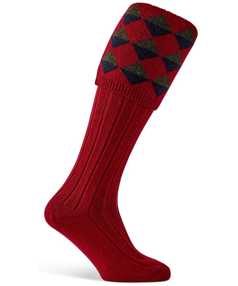 View Mens Pennine Ambassador Merino Wool Blend Shooting Socks Deep Red L 911 UK information