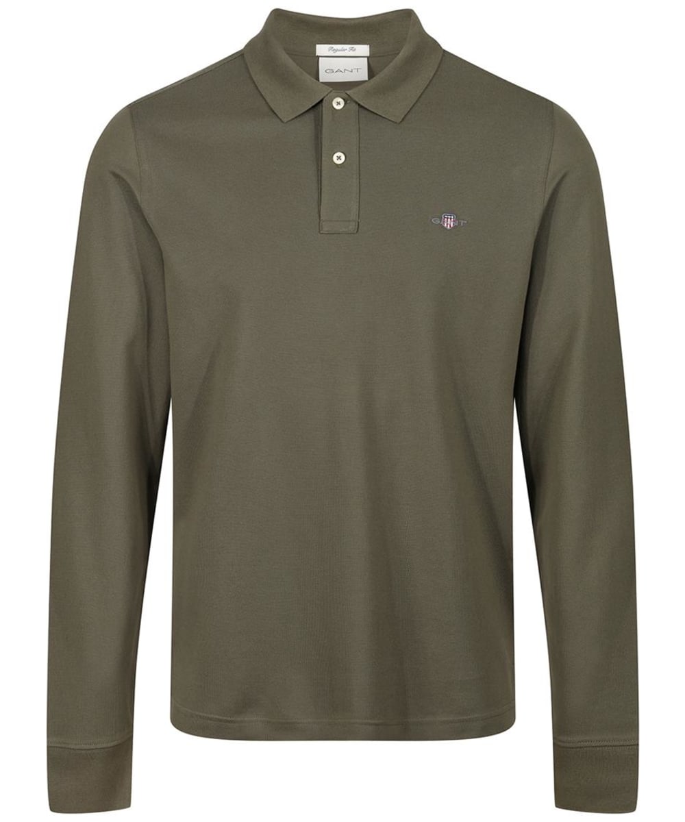 View Mens Gant Shield Long Sleeve Pique Rugger Polo Shirt Juniper Green UK M information