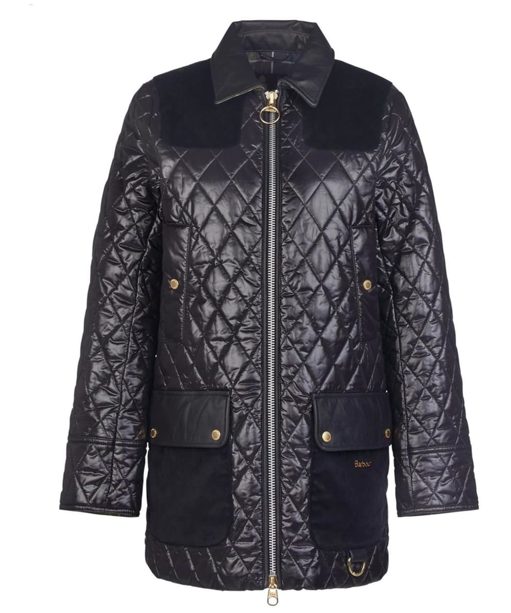 View Womens Barbour Premium Carlton Quilted Jacket Black Classic Tartan UK 10 information