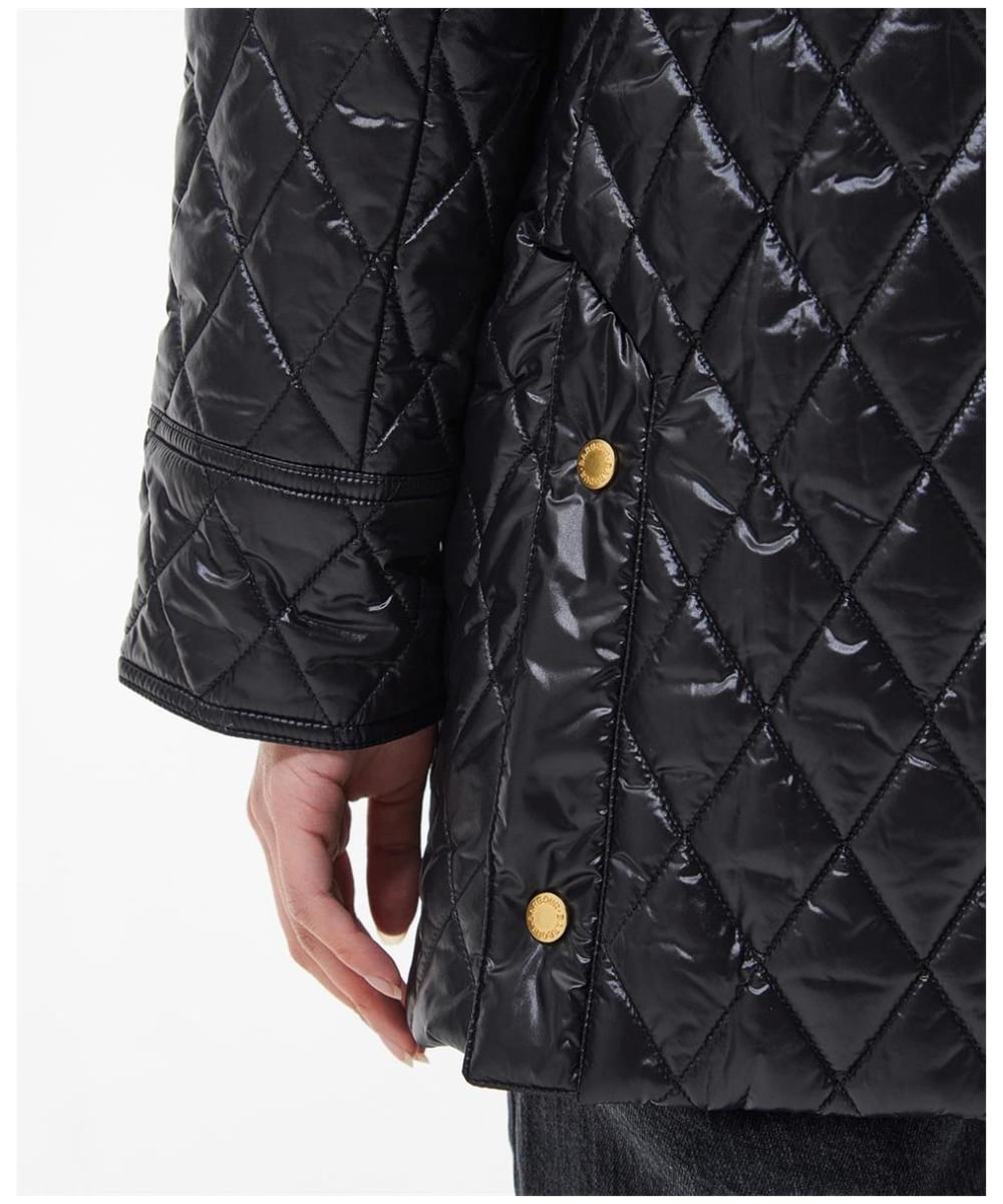 Diamond quilted jacket sale with faux leather trim