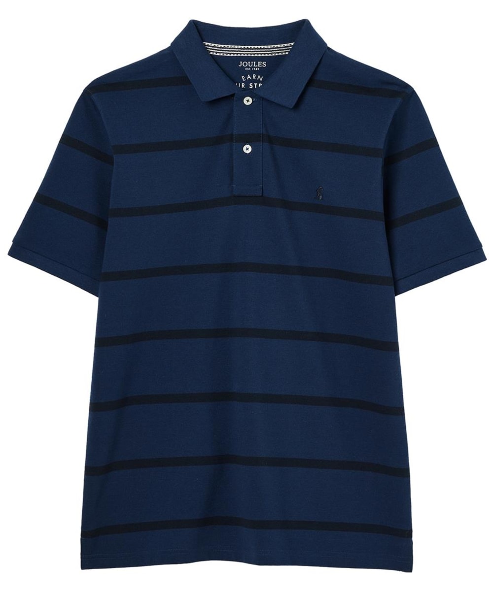 View Mens Joules Filbert Short Sleeve Cotton Polo Shirt Blue Stripe UK L information