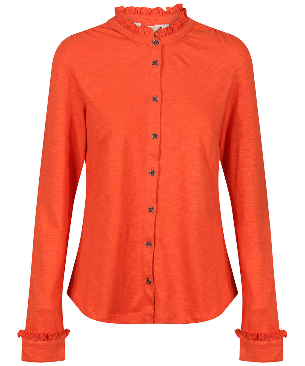View Womens Lily Me Hailey Frill Relaxed Fit Cotton Shirt Orange UK 8 information