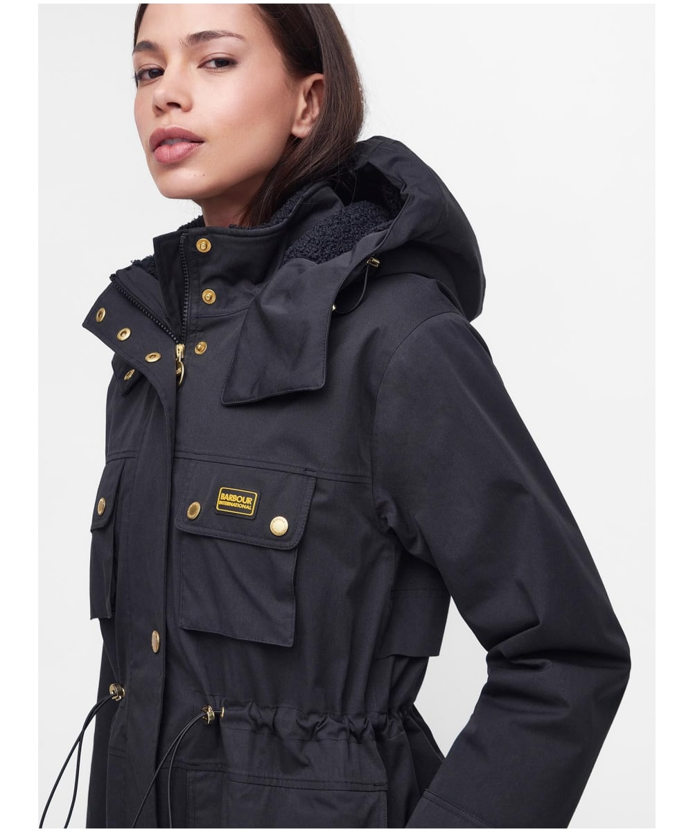 Barbour international waterproof utility pocket parka 2025 coat with detachable faux fur hood