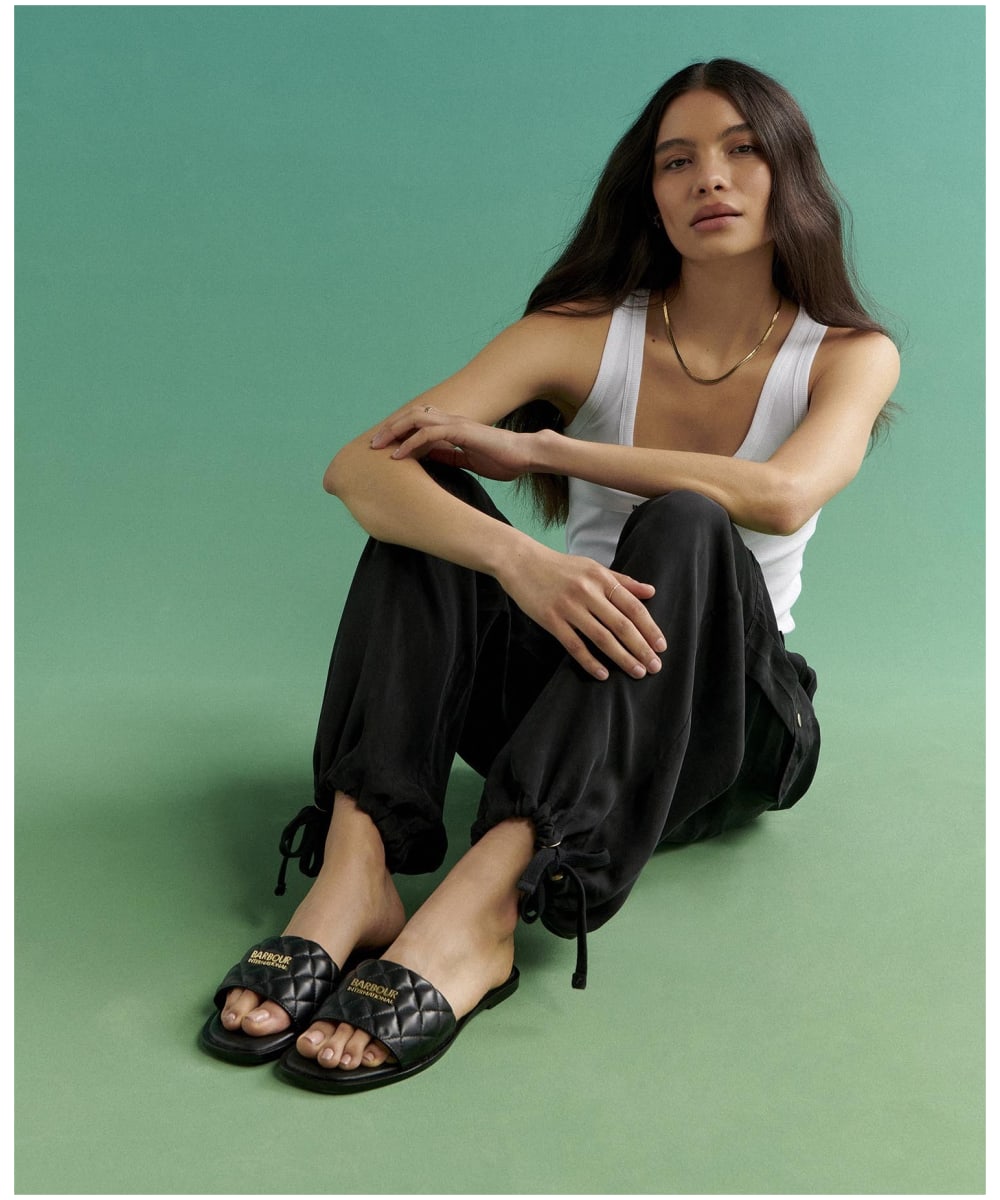 Women s Barbour International Kinghorn Leather Slider Sandals
