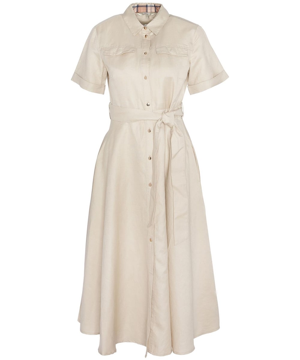 Women's Barbour Margaret Short Sleeve Cotton Linen Blend Midi Dress