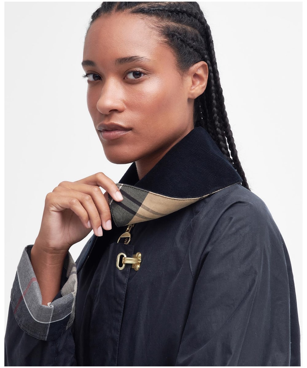 Waxed cotton trench top coat women's