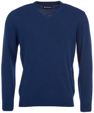 Men's Barbour Essential Lambswool V Neck Sweater - Deep Blue