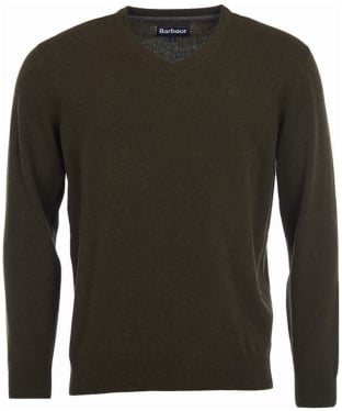 Men's Barbour Essential Lambswool V Neck Sweater - Seaweed
