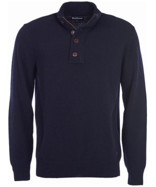 Men's Barbour Patch Half Button Lambswool Sweater - Navy