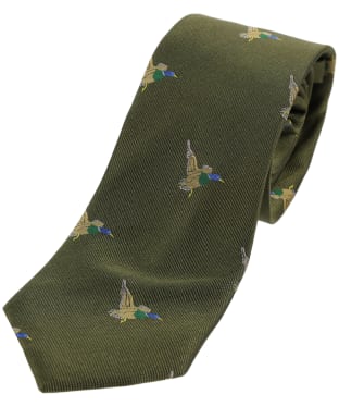 Men's Soprano Green Flying Ducks Silk Tie - Country Green
