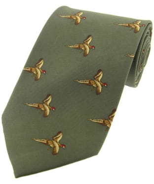Men's Soprano Flying Pheasant Country Silk Tie - Country Green