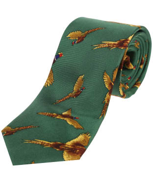 Men's Soprano Flying Pheasant Print Silk Tie - Forest Green