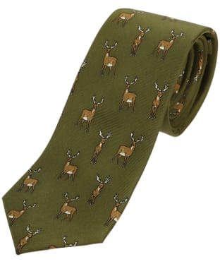 Men's Soprano Standing Stag Silk Tie - Country Green