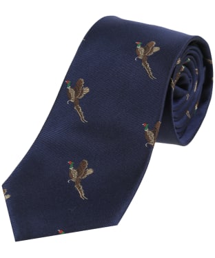 Men's Soprano Small Pheasants Silk Tie - Navy