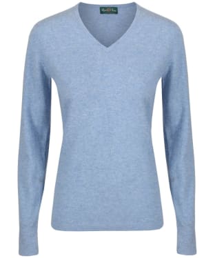 Women's Alan Paine V-Neck Wool Sweater - Glacier