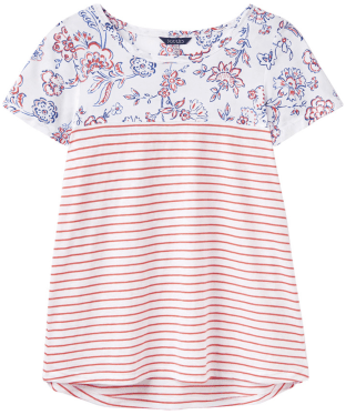 Women's Joules Suzy Woven Jersey Mix Top - White Indienne Floral