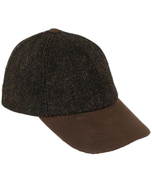 Heather Glencairn Harris Tweed Leather Peak Baseball Cap - Brown Barleycorn