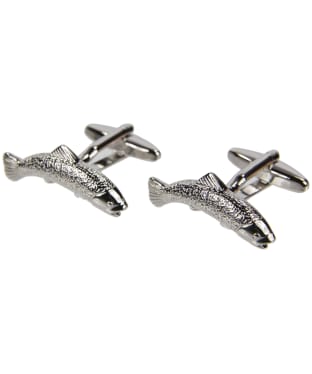 Men's Soprano Salmon Fish Cufflinks - Silver