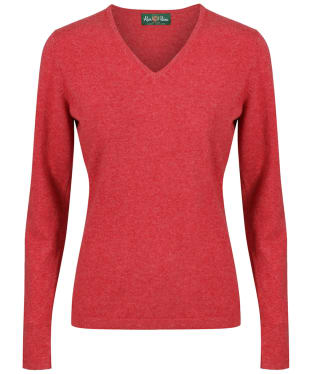 Women's Alan Paine V-Neck Wool Sweater - Rouge