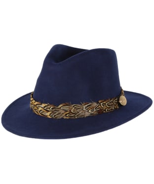 Women's Hicks & Brown The Suffolk Fedora - Pheasant Feather Wrap - Navy