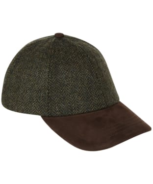 Heather Tyndrum British Tweed Leather Peak Baseball Cap - Green HB