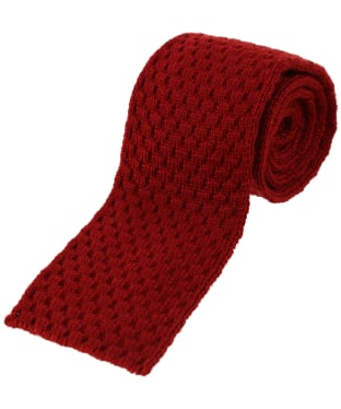 Men's Alan Paine Textured Knitted Wool Tie - Red