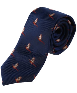 Men's Alan Paine Ripon Silk Tie - Flying Pheasant - Navy