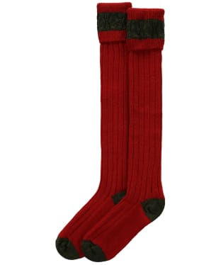 Pennine Byron Wool Rich Shooting Socks - Ruby / Olive