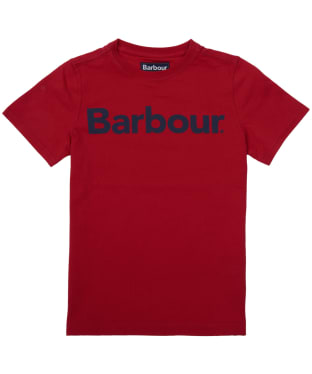 Boy's Barbour Logo Tee, 6-9yrs - Rich Red
