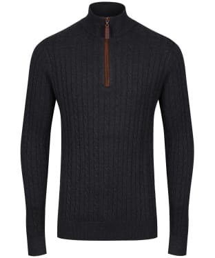 Men's Schoffel Cotton Cashmere Cable 1/4 Zip Sweater - Charcoal