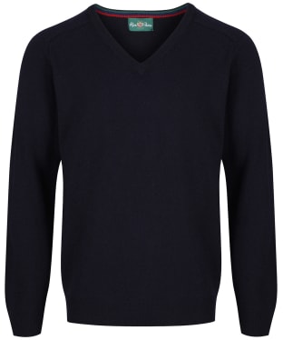 Men's Alan Paine Streetly V-Neck Lambswool Pullover - Navy