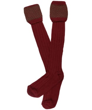 Men's Pennine Penrith Wool Rich Shooting Socks - Olive / Burgundy