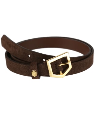 Women's Fairfax & Favor Sennowe Slim Suede Belt - Chocolate Suede