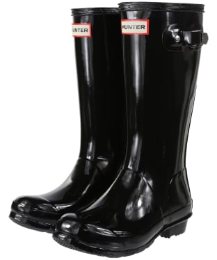 Kids Hunter Original Gloss Wellington Boots With Reflective Strips, 12-4 - Black