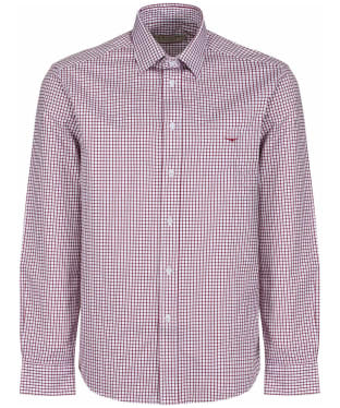 Men's R.M. Williams Collins Cotton Twill Checked Shirt - Burgundy / White