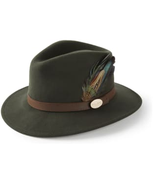 Women’s Hicks & Brown The Suffolk Fedora - Midnight Side Feather - Olive